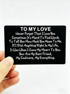 Engraved Wallet Card for Men - Romantic "To My Love" Message with Poetry Gift for Husband, Boyfriend - Black Aluminum Anniversary Badge with Insertable Name/Text - Wedding, Valentine's Day Wallet Accessories