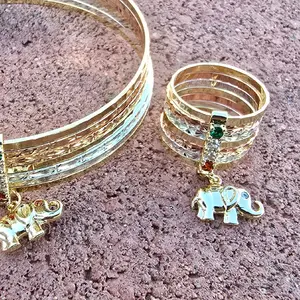 7-Piece Size #6 Bracelet Set with Tricolor GP Ring