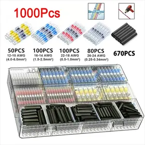 1000 Pieces Heat Shrink Tubing, Heat Shrink Solder Connector, Electrical Equipment Connection, Multi-Function Tools and Accessories