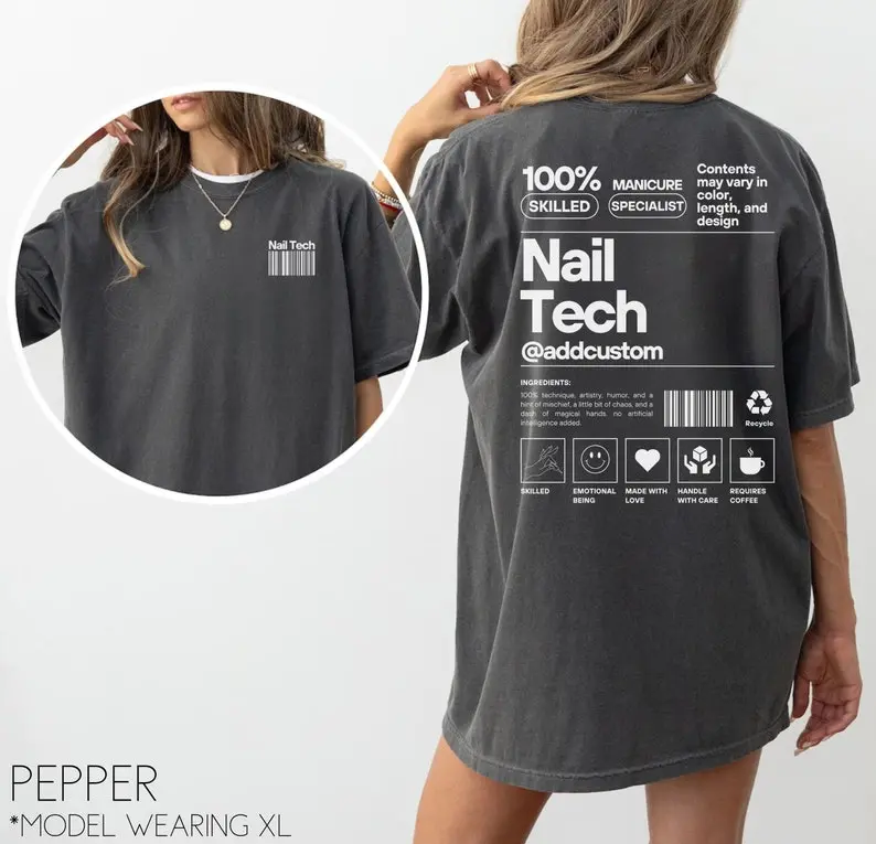Custom Nail Tech Shirt, Nail Artist Gift Manicurist T-shirt, Personalized Nail Tech Gift, Cosmetology Grad Gift, Nail Technician Salon Tshirt