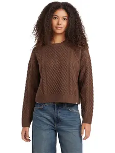 GUESS Jeans Female Crewneck Wool-Blend Cable-Knit Sweater