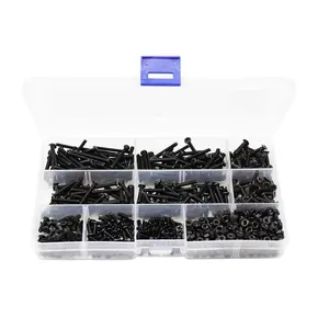 770 count Flat Phillips  M3 Black Machine Screws Hex Nuts Assortment Kit, M3 x 4mm/ 6mm/ 8mm/ 10mm/ 12mm/ 14mm/ 16mm/ 18mm/ 20mm/ 25mm/ 30mm