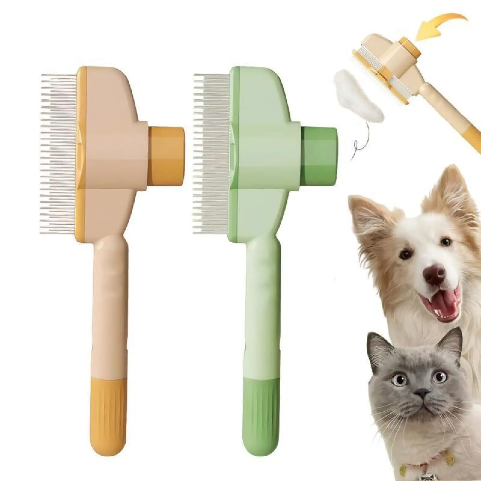 2 Counts Set  Pet Comb for Dogs Cats with Long Short,Stainless Steel Metal Teeth for Shedding and Tangles,Self-Cleaning Pet Comb for Dogs and Cats Household Convenient.
