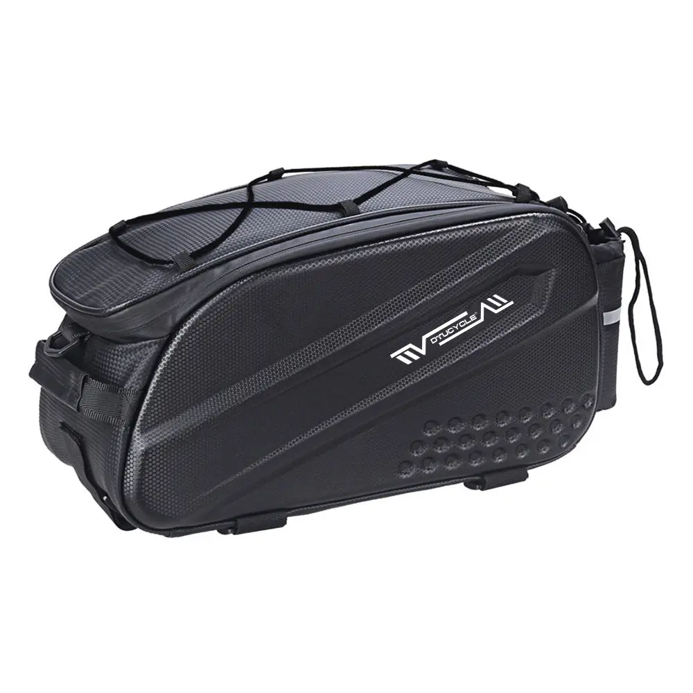 14L Hard Shell Waterproof Bike Rear Rack Bag, 3-in-1 Multifunctional Cycling Trunk Pannier Bag with Reflective Strip Detachable Shoulder Strap Large Capacity Organizer Storage Bag for MTB Road Bike