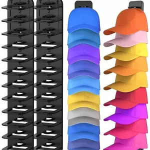 2 Upgraded Cap Organizers Holds 24 Caps Drill-Free Easy Install Fits Doors/Walls/Closets Perfect Xmas & New Year Gift 【Multi-warehouse Shipping】 Black Hat Hanger Holder
