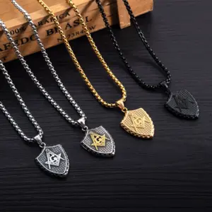 My Daily Styles 22in Chain Stainless Steel Mens Freemason Necklace - Unisex Jewelry in Silver Gold & Black Finishes for All Occasions