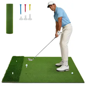 5x4ft Dual-Turf Golf Hitting Mat, 45mm/22mm Thick, with Alignment & Angle Aid, for Driving, Chipping, Putting, Great Gift for Men Dad