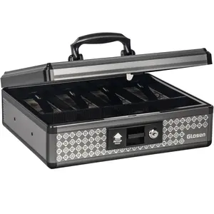 GLOSEN Home Coin Storage Box with Handle Tray Key Lock Easy to Hide and Move Coin Safe Personal Item Storage Box Black Available in 4 Sizes - Hidden Safebox Bedroom Decor