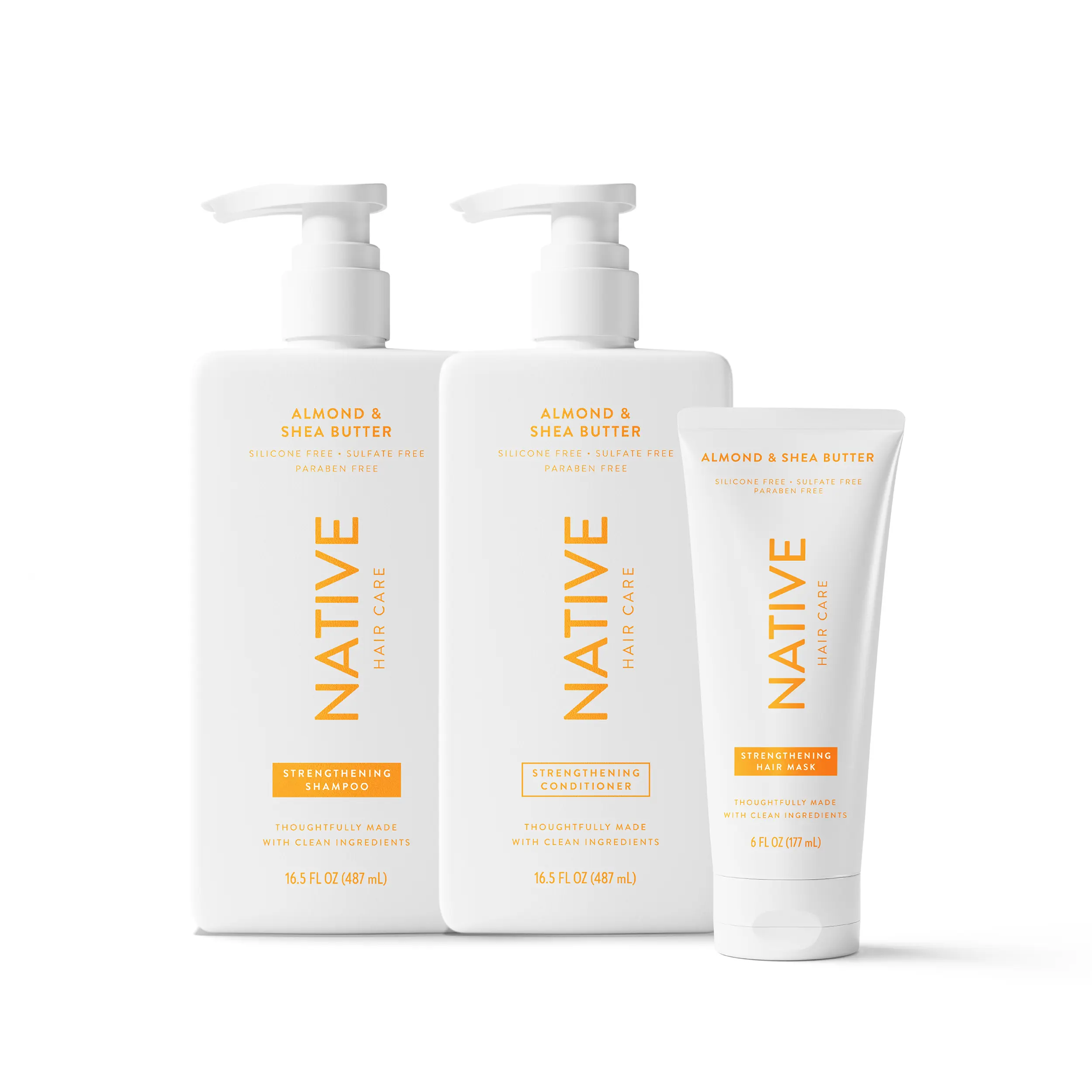 NATIVE Hair Strengthening Trio – Shampoo, Conditioner & Hair Mask for Stronger Hair