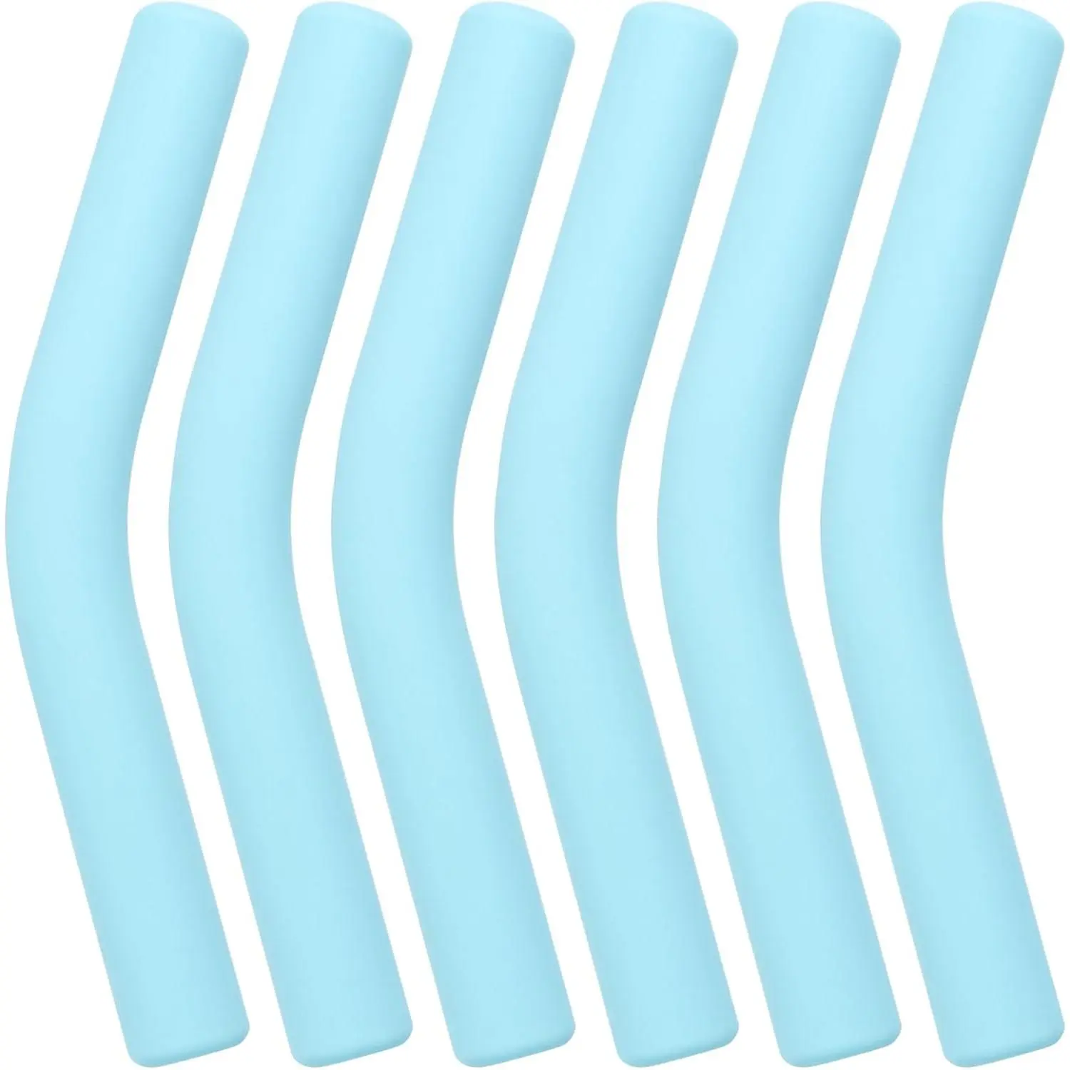 6 count Metal Straw  Tips 5/16 IN Wide(8mm Outer Diameter)  Grade Rubber Straw Covers Light-Blue Flex Elbow Replacement Tip for Stainless Steel Metal Straws