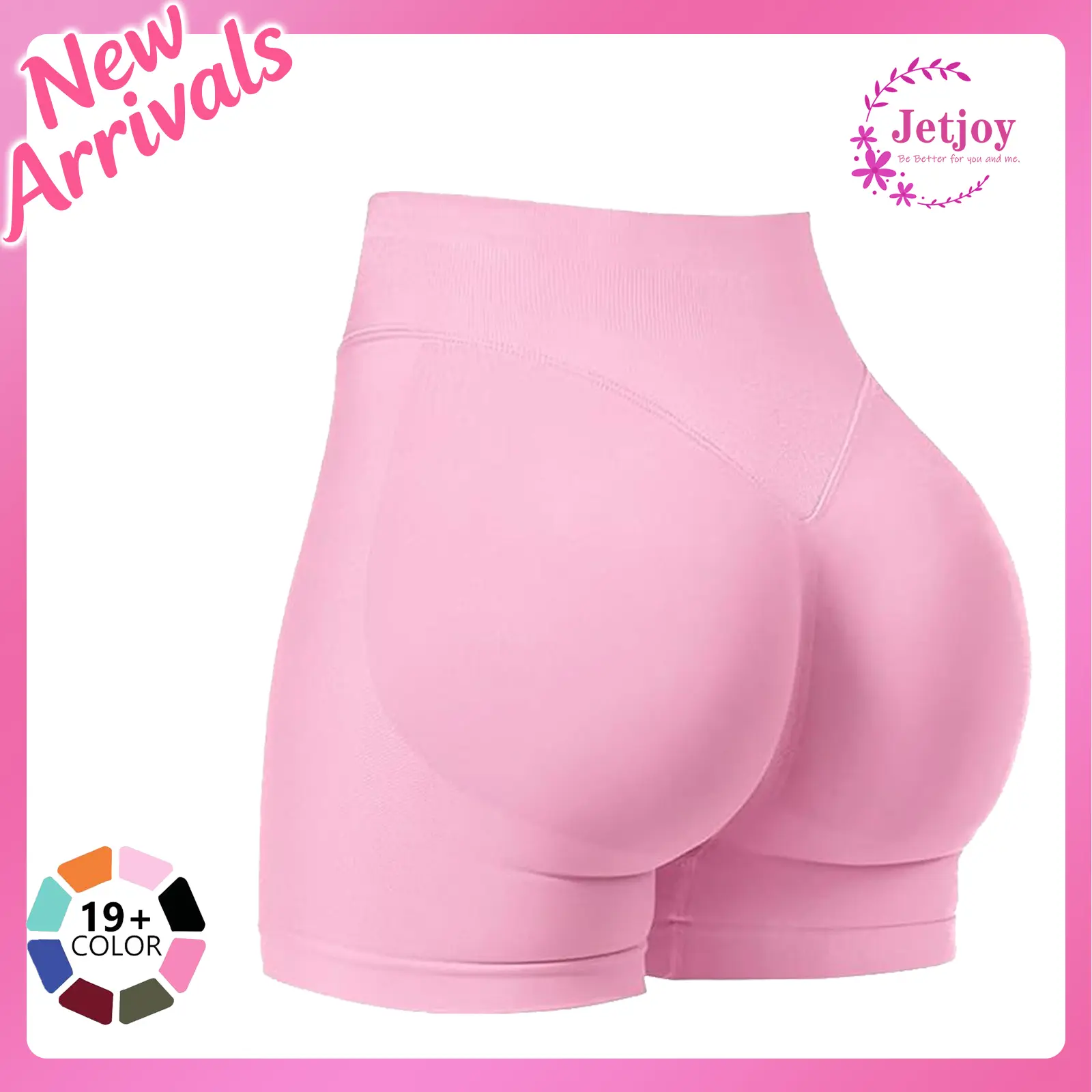 Jetjoy Womens Workout Gym Shorts Biker Running Shorts Seamless Hidden Scrunch Bum Butt Lifting High Waist 4.5" Biker Yoga Shorts athleisure Fitness & Casual Wear summeroutfit