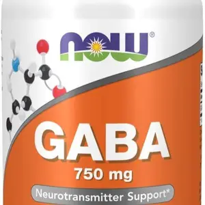 NOW Foods Supplements, GABA (Gamma-Aminobutyric Acid) 750mg, Neurotransmitter Support*, 100 Veg Capsules