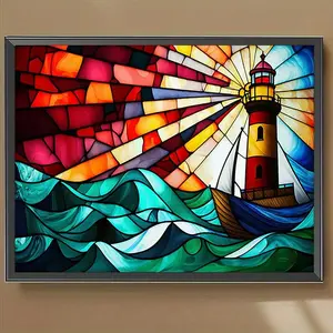 Lighthouse Pattern DIY Diamond Arts Colorful Painting Kit without Frame, DIY 5D Diamond Arts Colorful Painting Kit, Wall Art Decor for Home