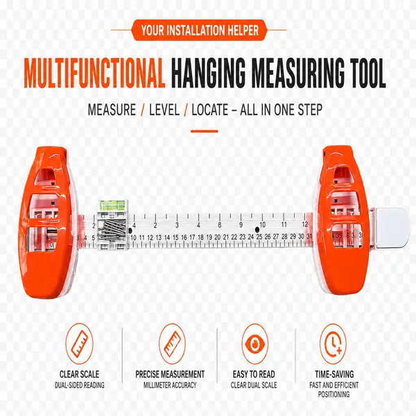 3-in-1 Gallery Wall Positioning Ruler - Adjustable Picture Hanging Tool with Clear Scale, Built-In Bubble Level for Frames, Shelves (Home Supplies, Party Gifts)