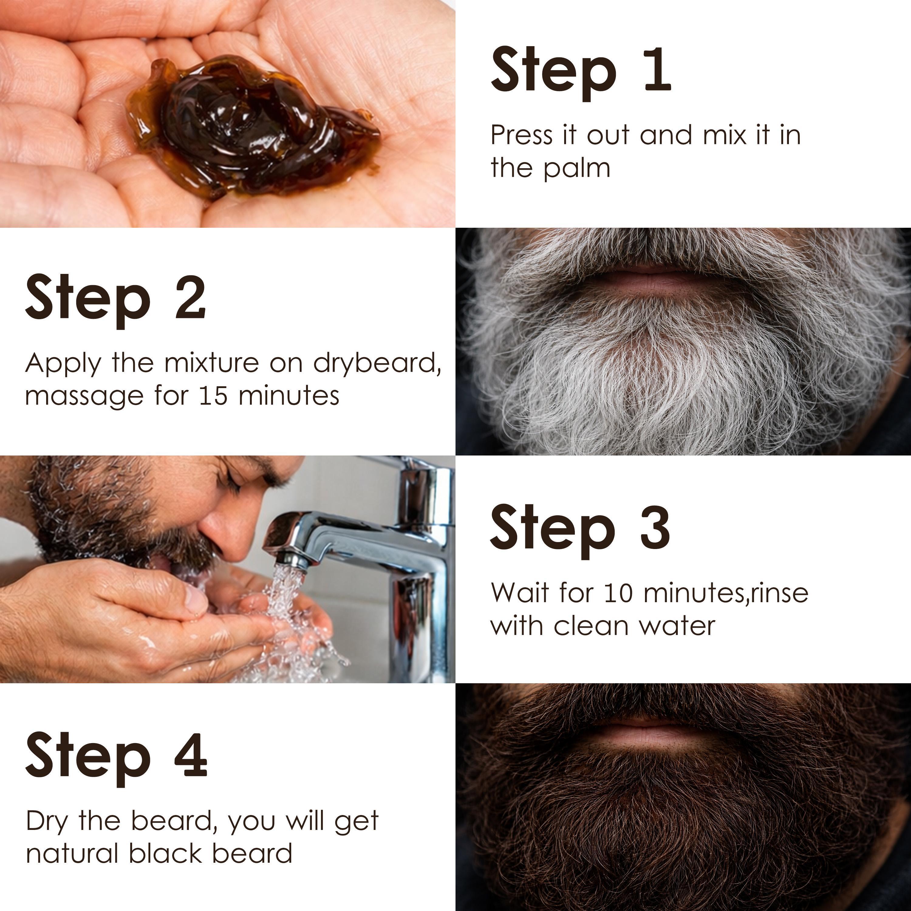 SJOPA Men's Long-Lasting Black Hair Dye and Gray Hair Repair Root Coverage, Natural Beard and Moustache Coloring Shampoo 3-in-1