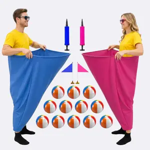 HAPPY APLENTY 18 Pcs Granny Pants Yard Game Set with Beach Balls | Giant Tossing Pants Game for Kids & Adults, Perfect for Birthday Party, Field Day and Group Activities | Funny Outdoor / Indoor Interactive Game For Family Carnival Party