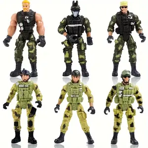 6 Movable Joint Soldier Figures, Including Weapons, Army Men, Military Figures, Military Action Figures, Military Figures, Army Soldier Action Figures, War Game Figures, Detailed Figures, Combat Preparation Posture, Hand-Painted Details, Precision Joints,