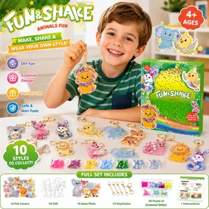 DIY Animal Keychain Set for Kids, Fun Shaky Keychains with Glitter, Creative Craft Kit for Girls and Boys, Ages 4-8, Art and Handicrafts Gift
