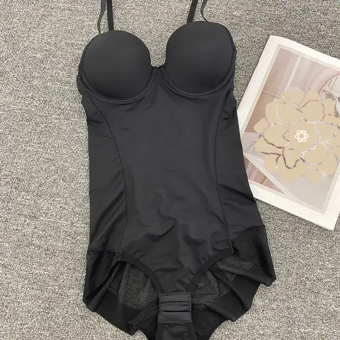 Women's Deep V Backless Spaghetti Strap Bodysuit, Ruched Design Sheer Top, Regular Length Casual Underwear for All Seasons Shaper Bodysuits