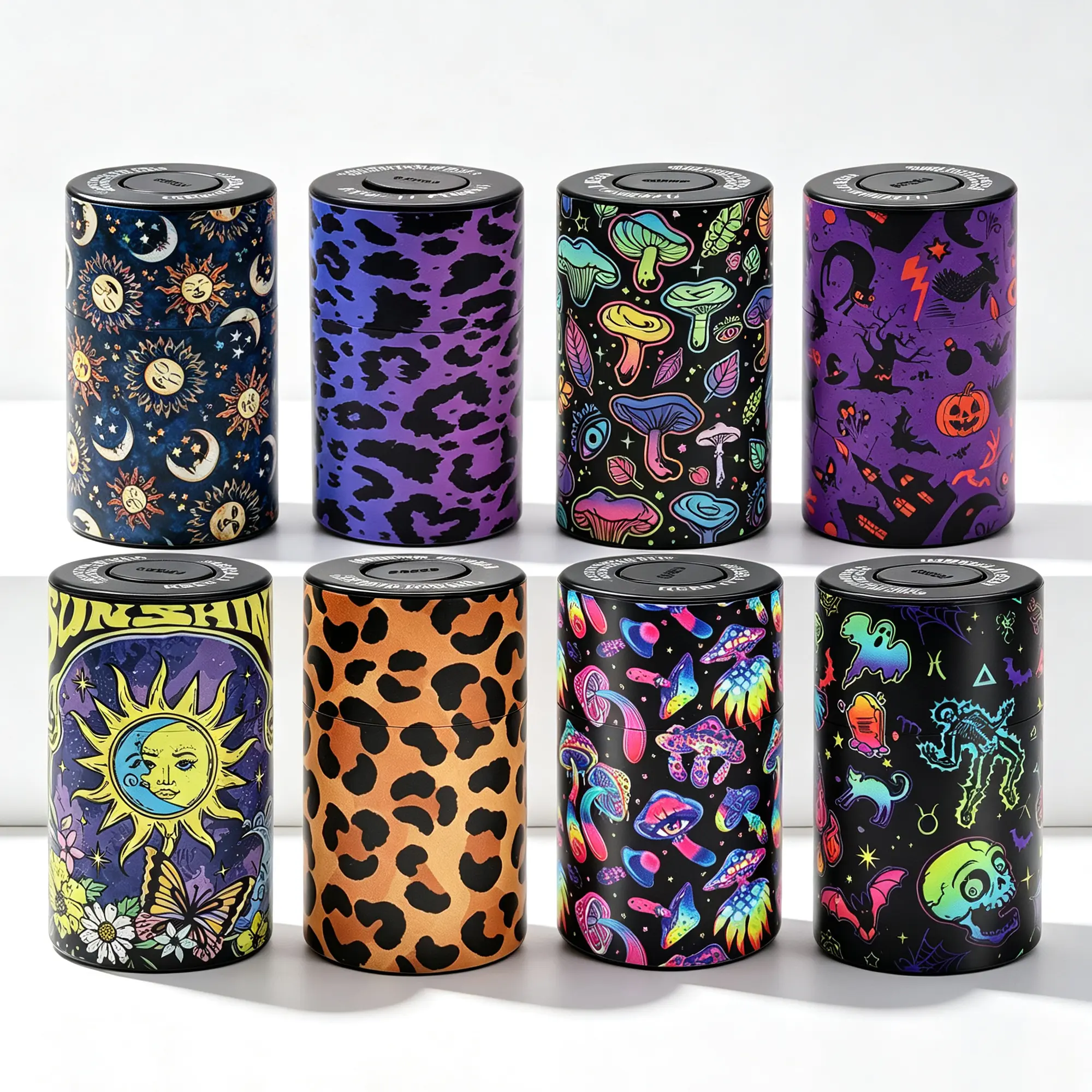 2-Pcs Airtight Plastic Storage Bottles & Jars Set with Lids - Odor-Resistant, Lightweight, Colorful Decorative Organiser for Coffee, Tea, Spices; Portable Kitchen Vanity Halloween Food Storage Containers