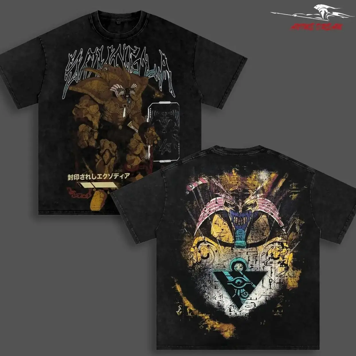 Exodia Tee Washed – Yugioh Vintage Washed Heavy Cotton Oversized Anime Manga T-Shirt Double Printed Retro Unisex Streetwear Graphic Top X1O