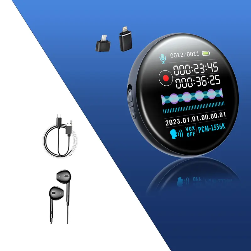Portable Chargeable Voice Recorder - HD Audio Equipment with 1-Touch High-Definition Recording, Easy-to-Use Simple Operation, Large Memory, Intelligent Capabilities, Noise Reduction, Pushdown Save, Ultra-Long Battery, Recorder Player, Clearer Recording