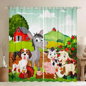 Feelyou Privacy Grommet Curtains - 2-Panel 38x54 In Grommet Top Cute Farm Animal Drapes, Farmhouse Window Treatments, Room Decor Curtain for Living Room, Bedroom
