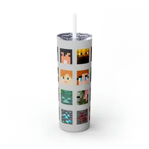 Minecraft Skinny Tumbler with Straw, 20oz Bottle Drinkware