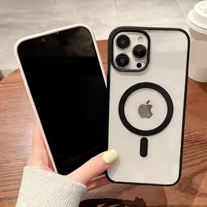Magnetic Phone Case for iPhone 17 Pro Max Plus Air/ 16 15 14 13 12 11 Pro Max Plus Magsafe Acrylic Hard Bumper Transparent Back Cover No Yellowing