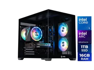 ABS Flux II Aqua Gaming PC - Windows 11 - Intel Core 5 120 - Arc A580 8GB - 16GB DDR4 3200 - 1TB M.2 SSD