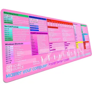 Excel Shortcut   Pad|Excel Cheat Sheet Desk Pad - Large XL Cheat Sheet Gaming  pad | PC Office Spreadsheet Keyboard Mat | Non-Slip Stitched Edge()