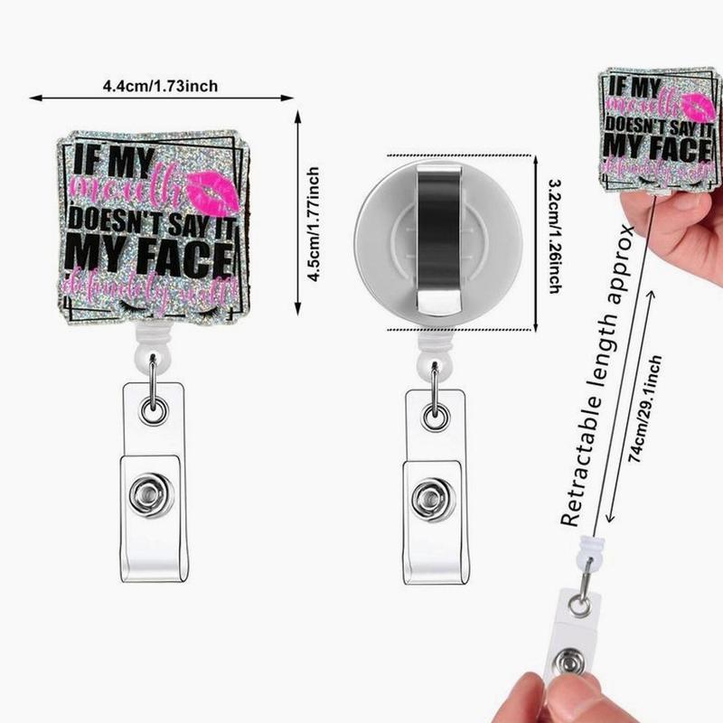 Retractable Badge Reel, 1 Count Acrylic ID Holder with Clip for Nurses, Doctors, Students & Office Staff, Identification Badges & Supplies, Badge Reels Retractable