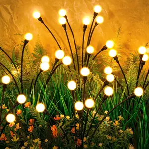 CHARKEE 6-Pack Outdoor Solar 48 LED Swaying Firefly Lights, Festive Style Glow-in-the-Dark Decor with LED Effects & Light-Up Feature for Backyard Glow Up, Garden Use