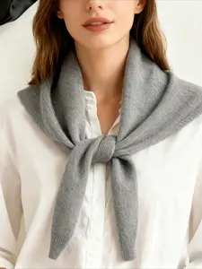100% Wool Knitted Knitted Scarf Warm Triangular Scarf Women Headscarf Autumn and Winter Warm Knitting Neckerchief Hair Wrap Casual Soft Scarf