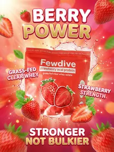 FEWDIVE Clear Protein Powder |20G Grass-Fed Wheylsolate + Superfood Strawberry Acai | Zero Bloating, Sugar &Lactose |Non-GMO,-For Men &Women