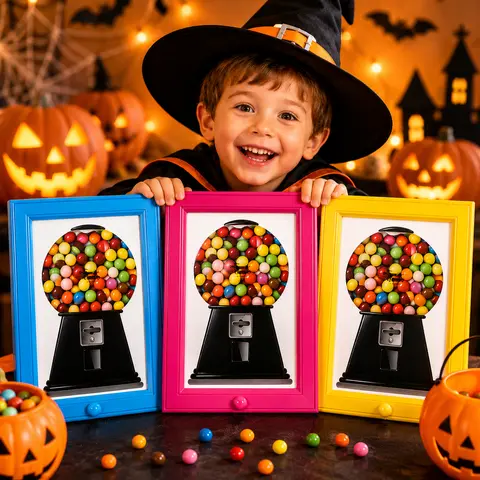 ABS Rectangle Decorative Wall-Mounted Photo Frame with Hanging Feature, Dispenser Included - Compact Home Decor, Tabletop Compatible, Display/Candy Holder, Keeps Candies Handy for Guests, Pet Snack Storage