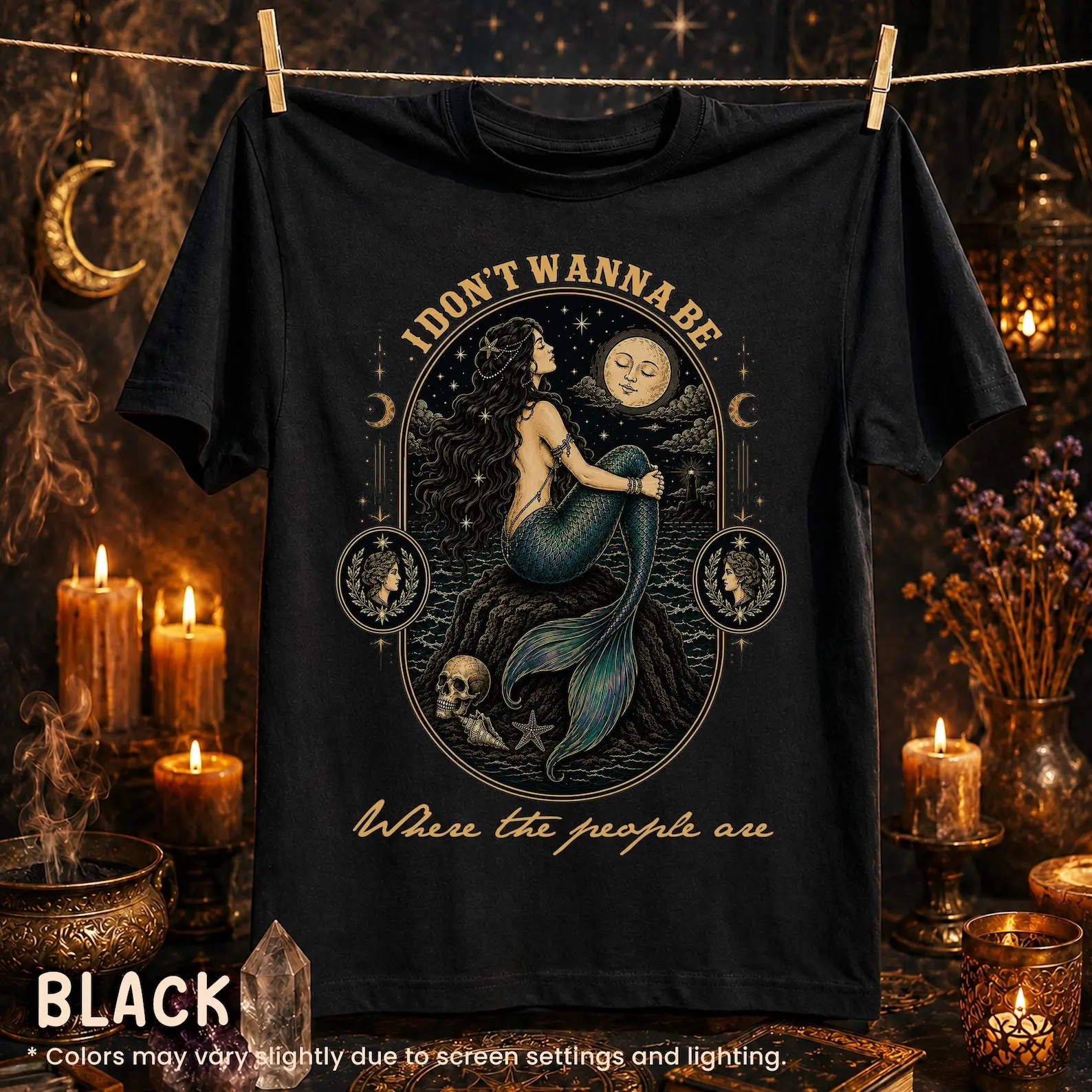 Vintage Mermaid Shirt, Dark Fantasy Mermaidcore Mystical Shirt For Spiritual Women, Witchy Gift