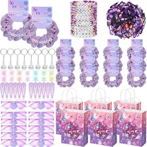 Hoteam Purple 184 Pcs Kpop Party Popular Singer Favors Friendship Bead Bracelets Velvet Hair Scrunchies Disco Keychain Heart Sunglasses Clips Butterfly Stickers Bags for Adults Women Fans Y2k Party