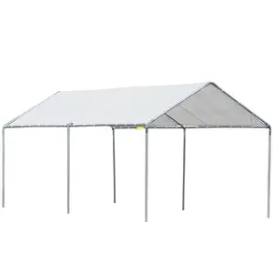 Outsunny 10'x20' Heavy-Duty PE Roof Carport, Outdoor Motorhome Protection Canopy with Galvanized Frame, Anchor Kit, 3 Reinforced Steel Cables, White (Shields Against Rain & Elements)