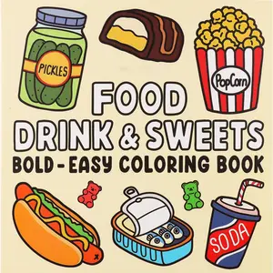 Original Upgrade, 24 Pages Thick Paper Food Beverage Theme Coloring Book, Perfect for Birthday, Halloween, Christmas, Mother's Day Gifts
