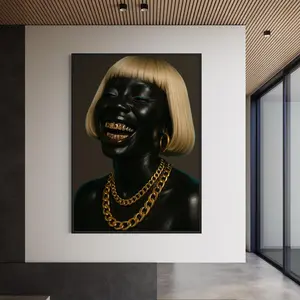 Room Decor, Black Girl Wall Art, Grillz Poster, Urban Black Woman Art Print Unframed