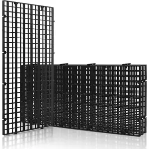 4 Pieces 5.9x11.8in (15X30cm) Aquarium Grid Plastic Fish Tank Divider Egg Crate for DIY Filtration and Bottom Protection in Aquascaping (Black-No Accessories)