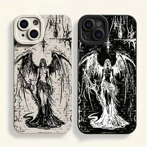 Soft Silicone Angel Wings Smartphone Casing, Transparent Heavenly Aesthetic TPU Cover with Camera Guard for iPhone 12-16 Series Devices, Slim Shockproof Phone Accessory for Women Protection Durable