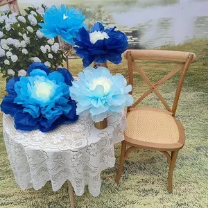 Blue Navy Tissue Paper Flower for Floral Wall DIY Party Backdrop Wedding (20“-14”) Baby Shower Boy Birthday Wedding Room Nursery Decoration Pack of 4