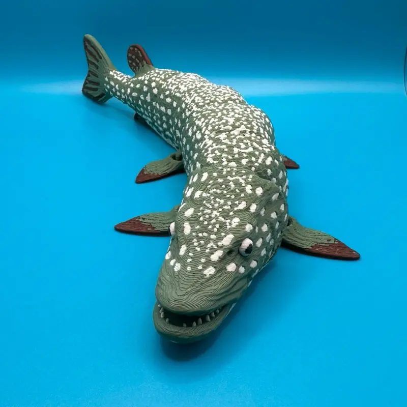 3D Printed Articulated Northern Pike Fish Model Realistic Design for Collectors and Enthusiasts