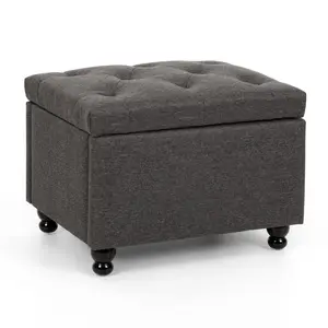 Entryway Storage Ottoman, Multipurpose Foot Rest Sofa Stool in Grey
