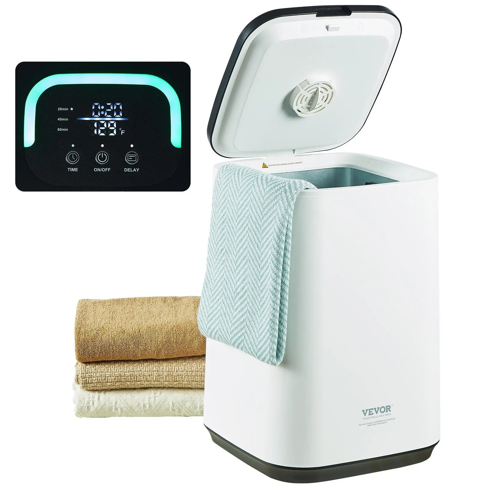 【Summerfinds】VEVOR Towel Warmer 20L,  Towel Warmer Bucket with 24h Delay Timer, 20/40/60 Min Auto Shut Off, Child Lock, LED Screen & U-shaped Light, Large Towel Warmer for Bathroom, Spa, Bathrobe, Blanket & Pajama