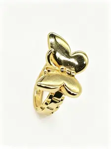 14k Butterfly Nugget Ring, Polished Finish, Elegant Daily Jewelry, Perfect for Women, Versatile Accessory for Office Wear, Elegant Fashion Rings
