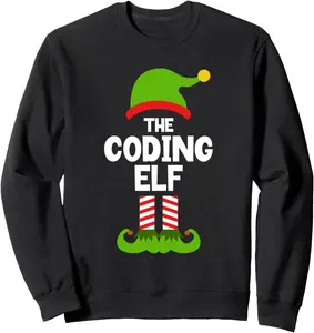 Funny The Coding Elf Christmas Family Party Pajama Coder Sweatshirt