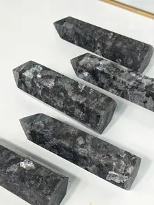 Large Larvikite Tower Natural Stone Mineral Specimen Point Polished Self Standing Wand Healing Crystal Generator Obelisk Black Labradorite